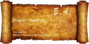 Bugár Ambrus névjegykártya
